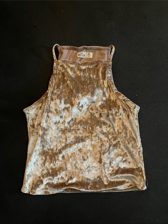 Hollister Tops - Hollister Crushed Velvet High Neck Camisole in Taupe Shimmer
